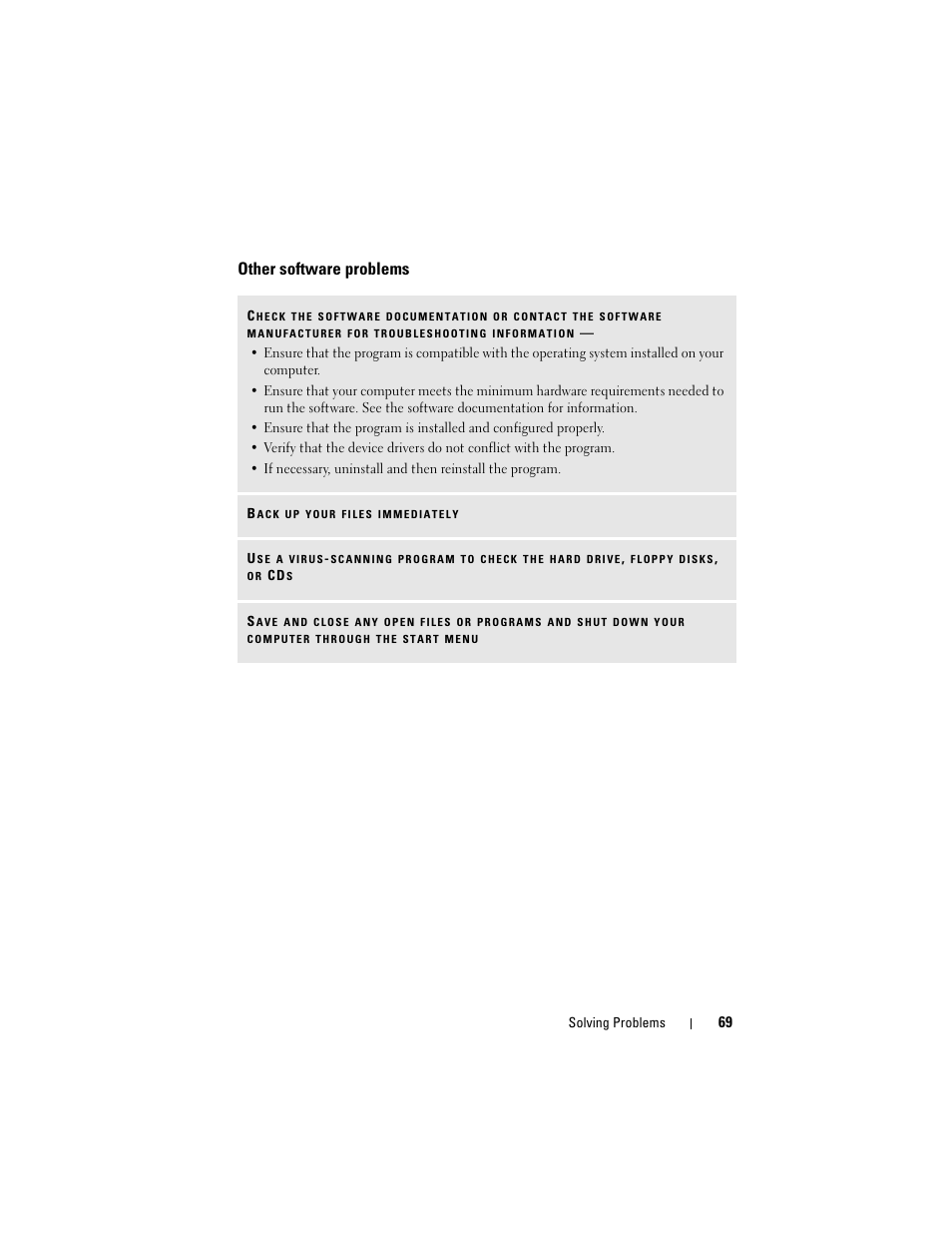 Other software problems | Dell Vostro 400 (Mid 2007) User Manual | Page 69 / 214