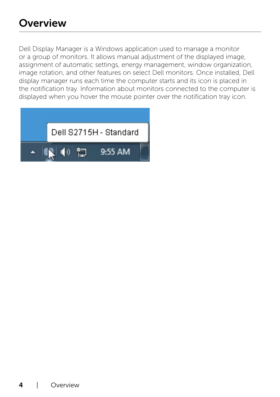 Overview | Dell S2715H Monitor User Manual | Page 4 / 10