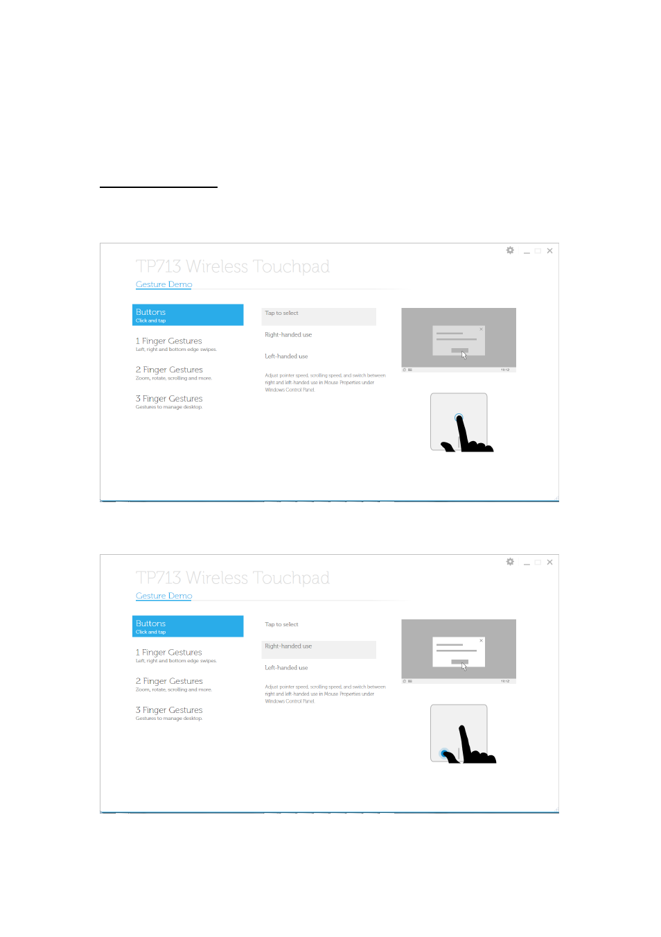 Gesture demo | Dell TP713 Wireless Touchpad User Manual | Page 9 / 23