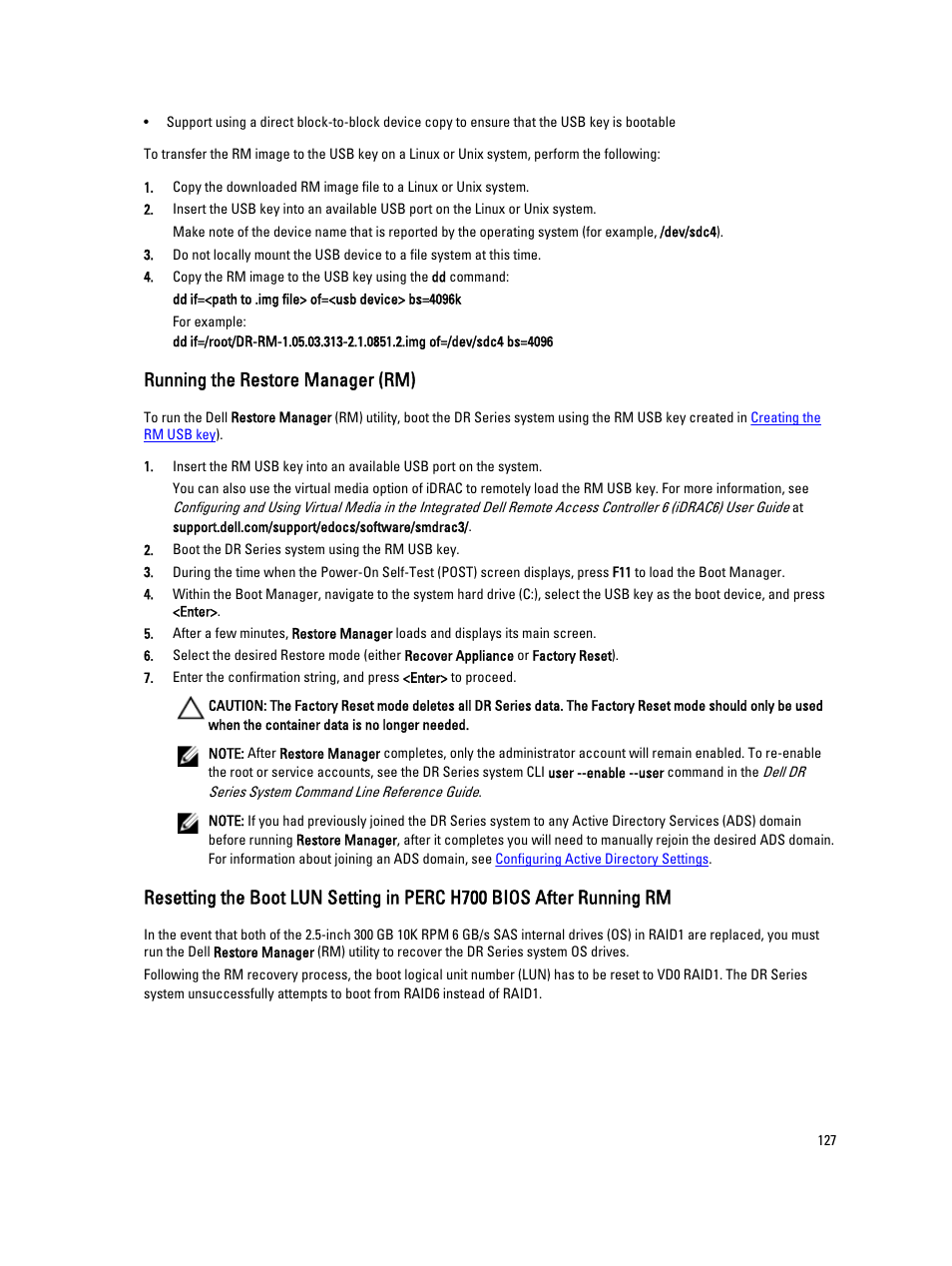 Running the restore manager (rm) | Dell PowerVault DR6000 User Manual | Page 127 / 191