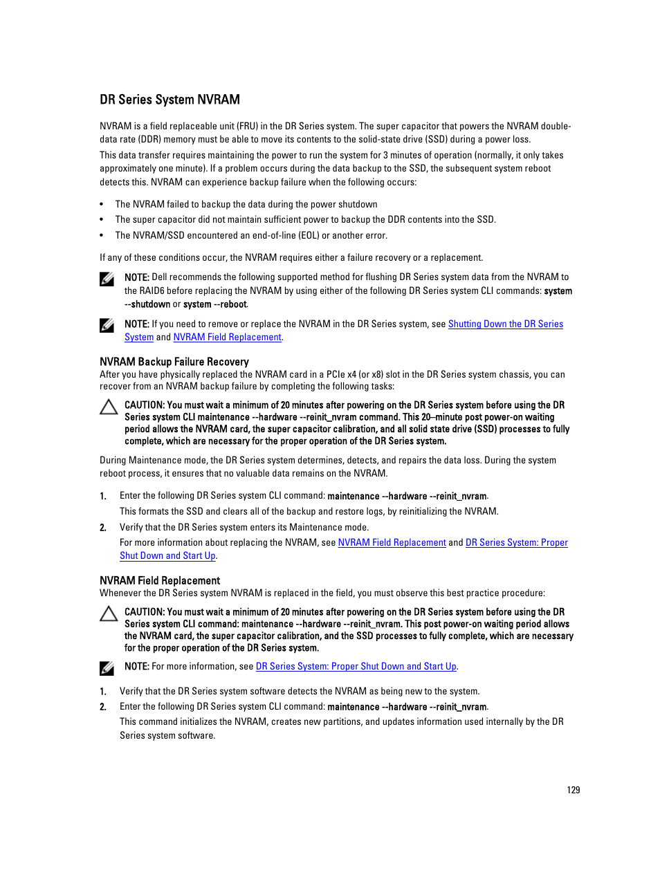 Dr series system nvram | Dell PowerVault DR6000 User Manual | Page 129 / 191