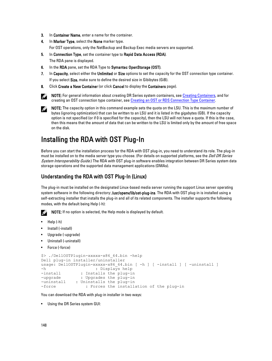 Installing the rda with ost plug-in, Understanding the rda with ost plug-in (linux) | Dell PowerVault DR6000 User Manual | Page 148 / 191