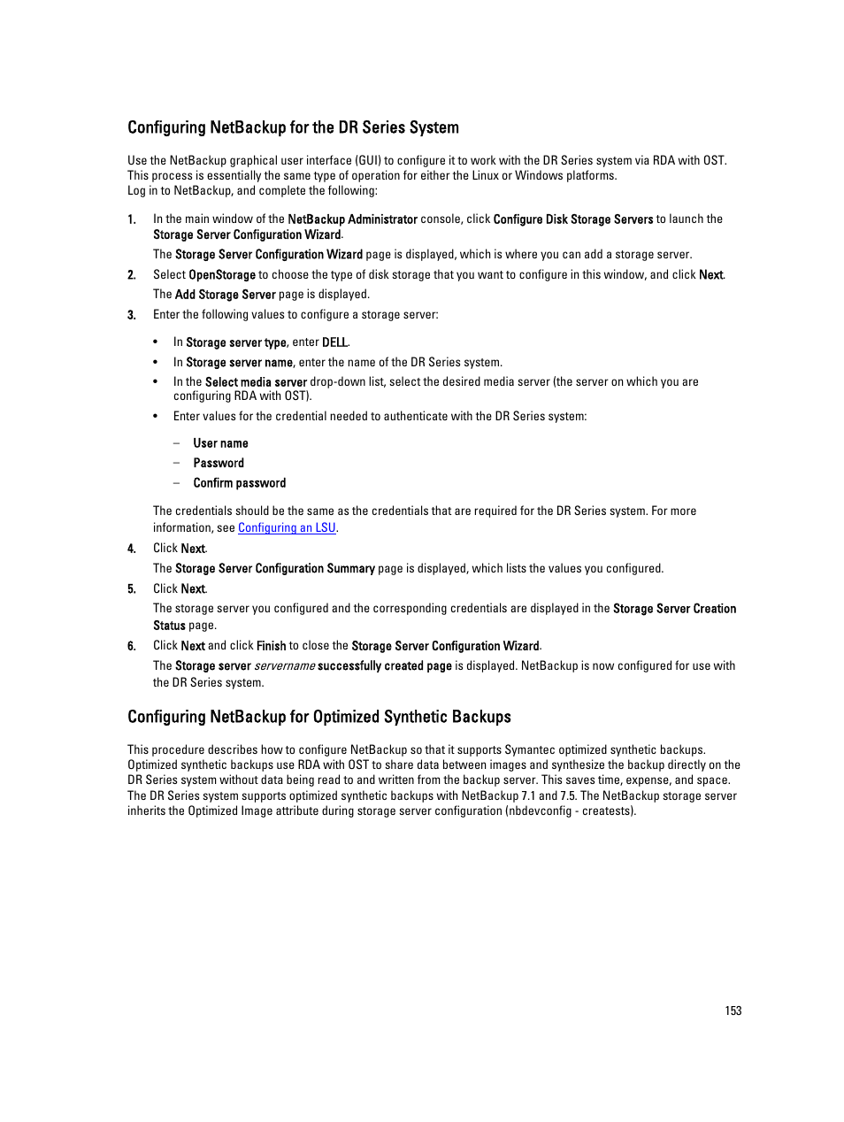Configuring netbackup for the dr series system | Dell PowerVault DR6000 User Manual | Page 153 / 191