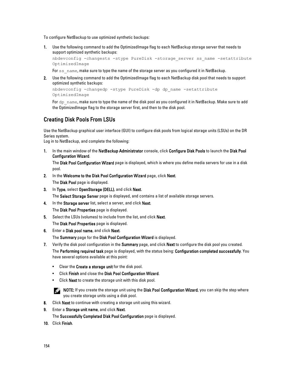 Creating disk pools from lsus | Dell PowerVault DR6000 User Manual | Page 154 / 191