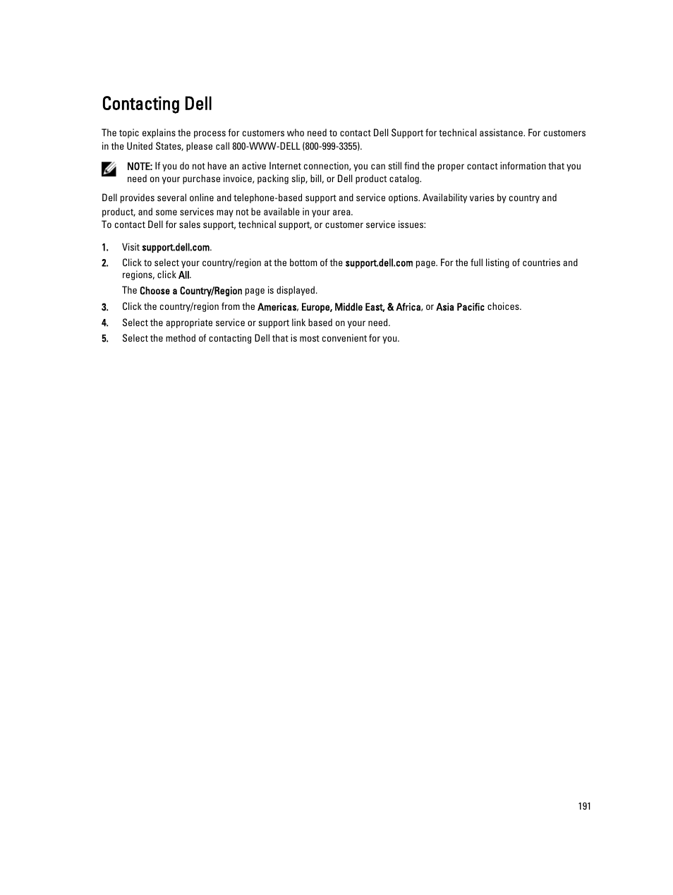 Contacting dell | Dell PowerVault DR6000 User Manual | Page 191 / 191