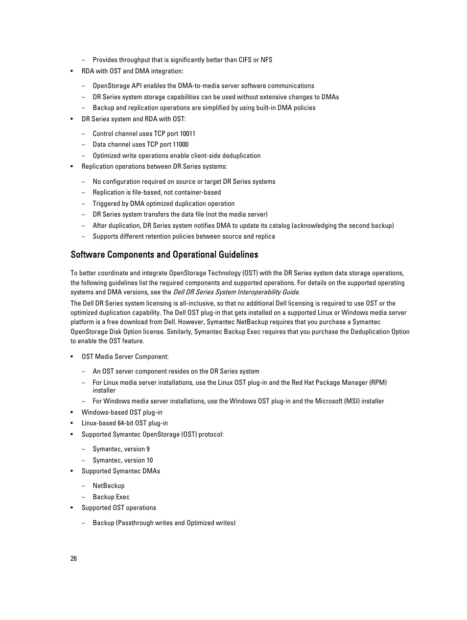 Software components and operational guidelines | Dell PowerVault DR6000 User Manual | Page 26 / 191