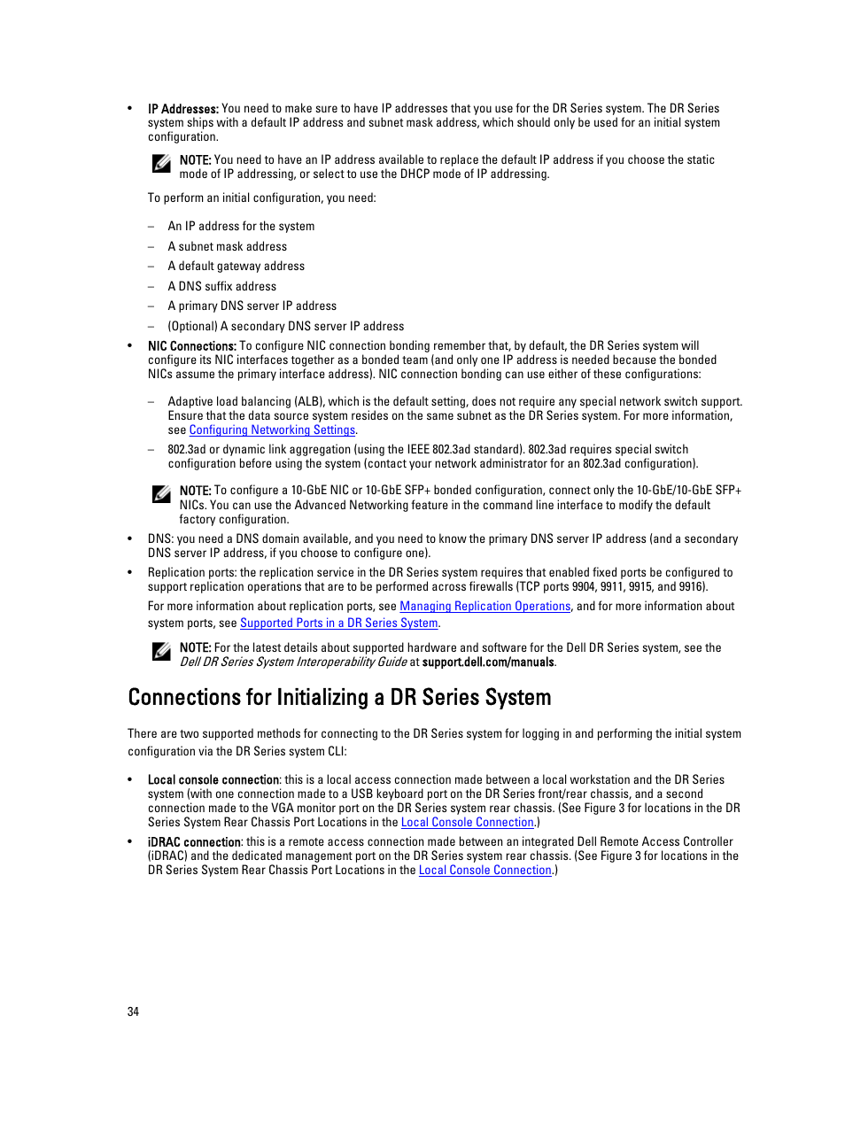 Connections for initializing a dr series system | Dell PowerVault DR6000 User Manual | Page 34 / 191