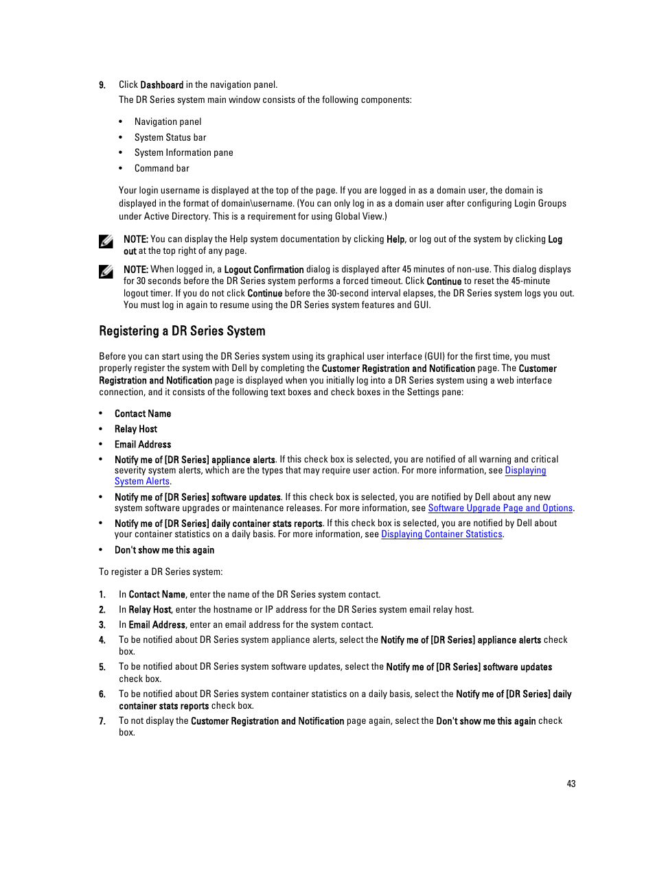 Registering a dr series system | Dell PowerVault DR6000 User Manual | Page 43 / 191