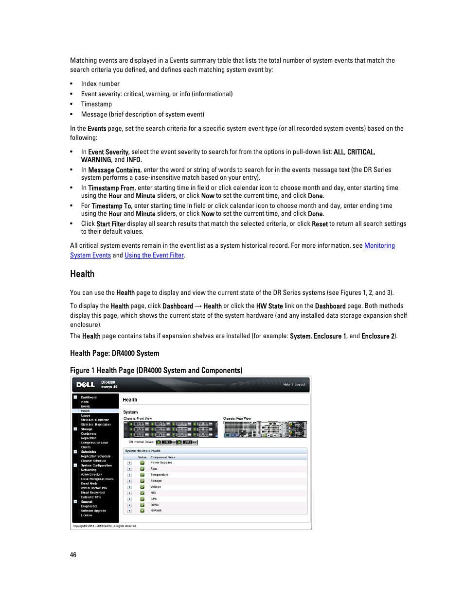 Health | Dell PowerVault DR6000 User Manual | Page 46 / 191