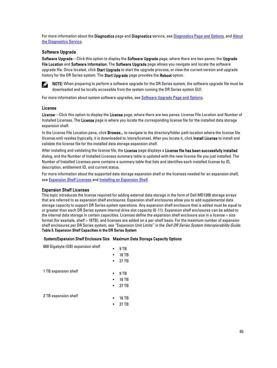 Expansion shelf licenses, In this guide. for more general information | Dell PowerVault DR6000 User Manual | Page 65 / 191