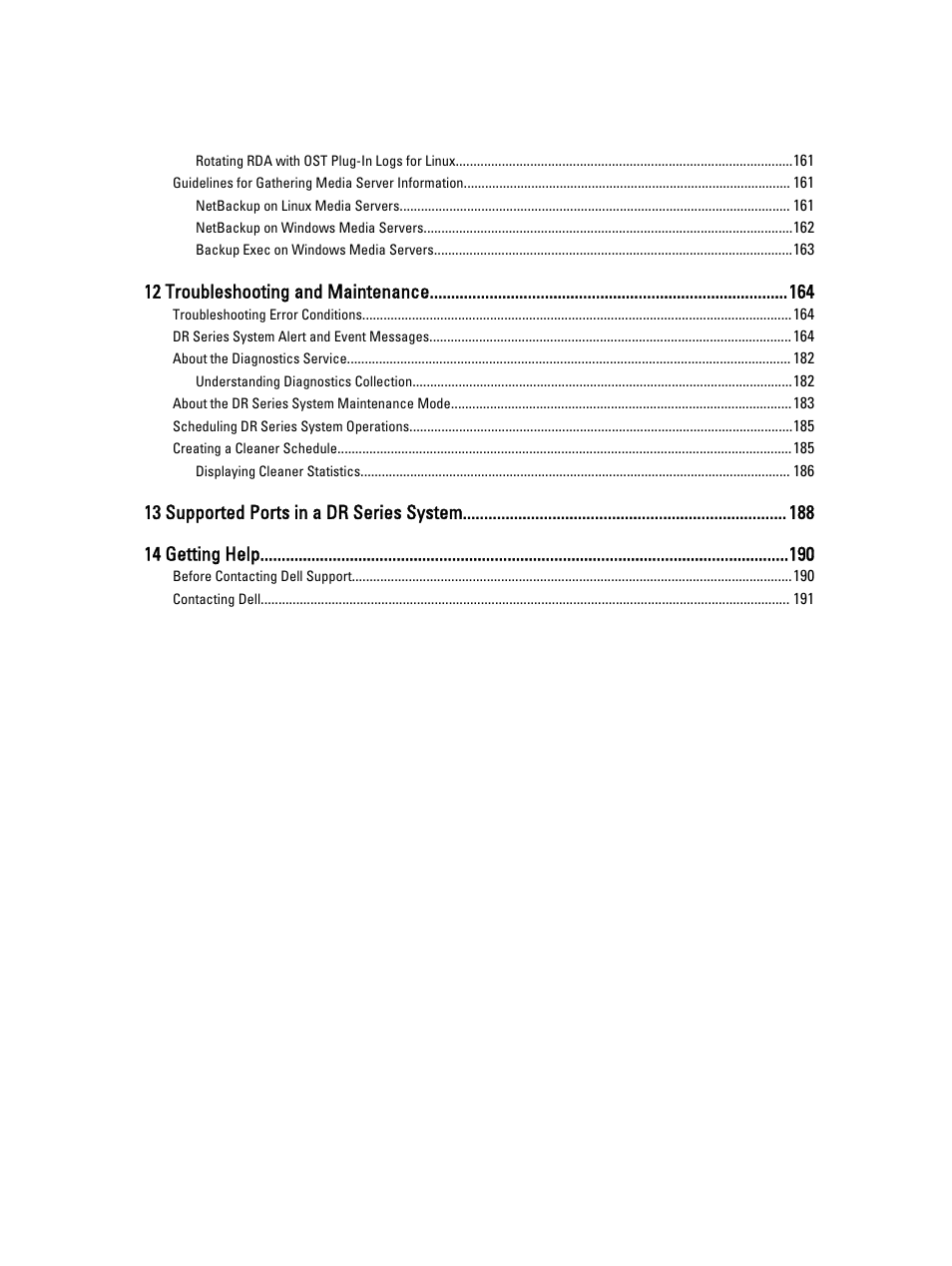 12 troubleshooting and maintenance | Dell PowerVault DR6000 User Manual | Page 9 / 191