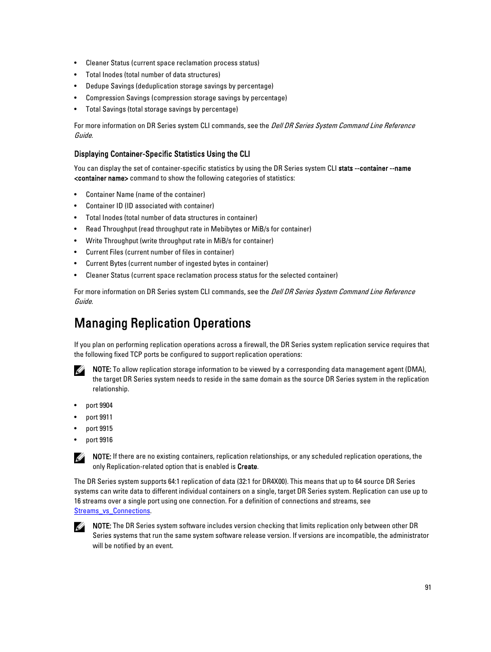 Managing replication operations, And for more information about | Dell PowerVault DR6000 User Manual | Page 91 / 191