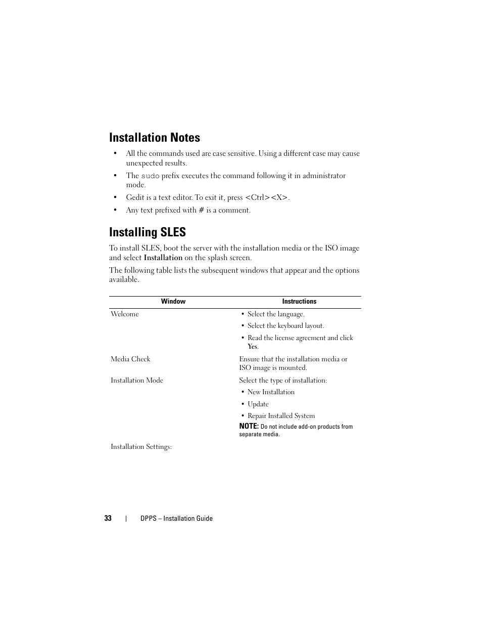 Installation notes, Installing sles | Dell Proximity Printing Solution User Manual | Page 33 / 40