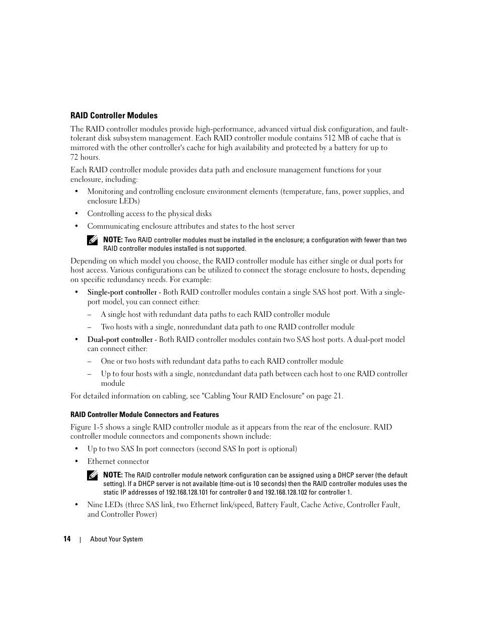 Raid controller modules | Dell PowerVault MD3000 User Manual | Page 14 / 112