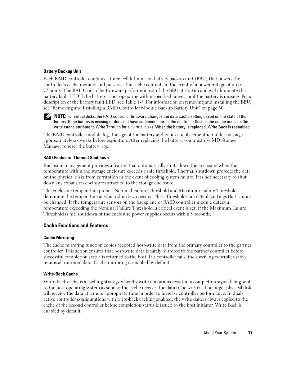 Cache functions and features | Dell PowerVault MD3000 User Manual | Page 17 / 112