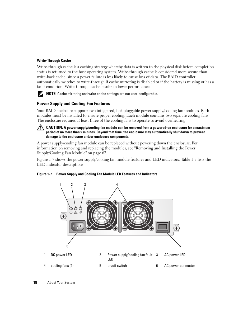 Power supply and cooling fan features | Dell PowerVault MD3000 User Manual | Page 18 / 112