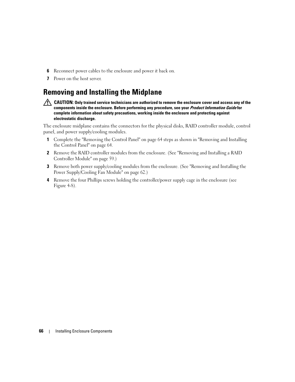 Removing and installing the midplane | Dell PowerVault MD3000 User Manual | Page 66 / 112