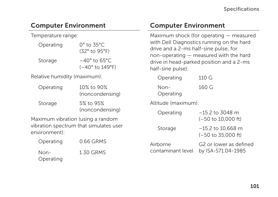 Computer environment | Dell XPS 15 (L502X, Early 2011) User Manual | Page 103 / 112