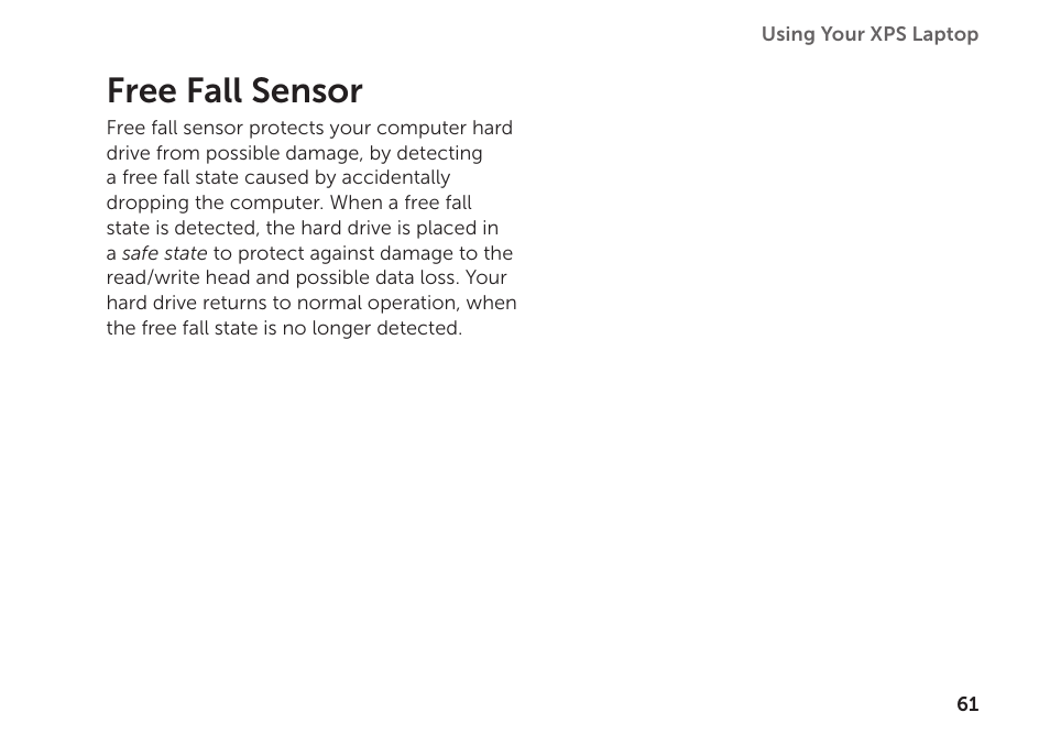 Free fall sensor | Dell XPS 15 (L502X, Early 2011) User Manual | Page 63 / 112