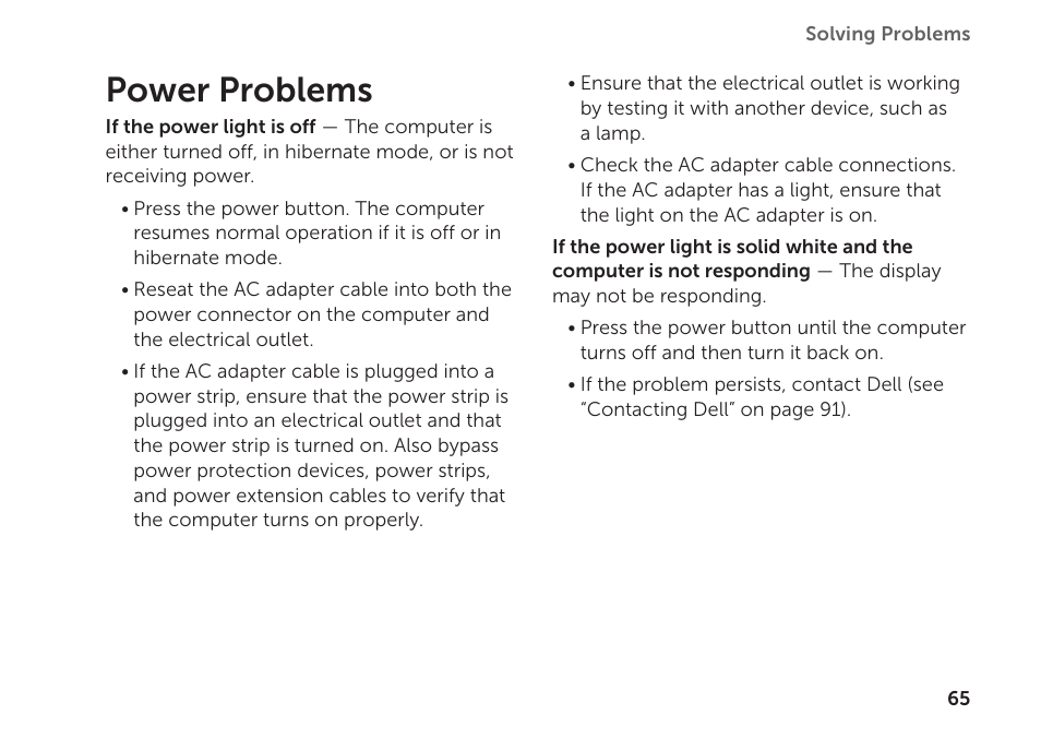 Power problems | Dell XPS 15 (L502X, Early 2011) User Manual | Page 67 / 112