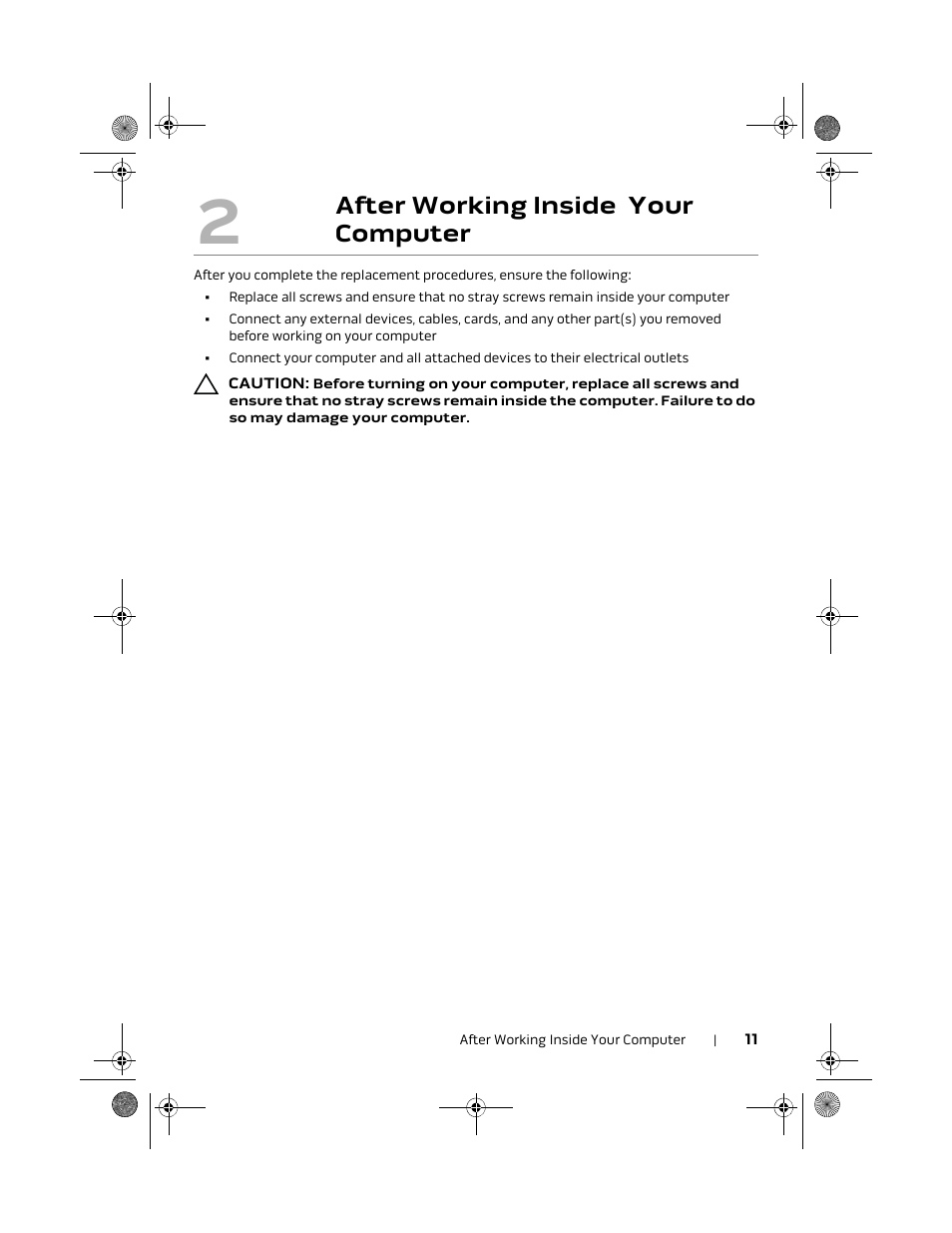 After working inside your computer | Dell Alienware M18x R2 (Early 2012) User Manual | Page 11 / 103