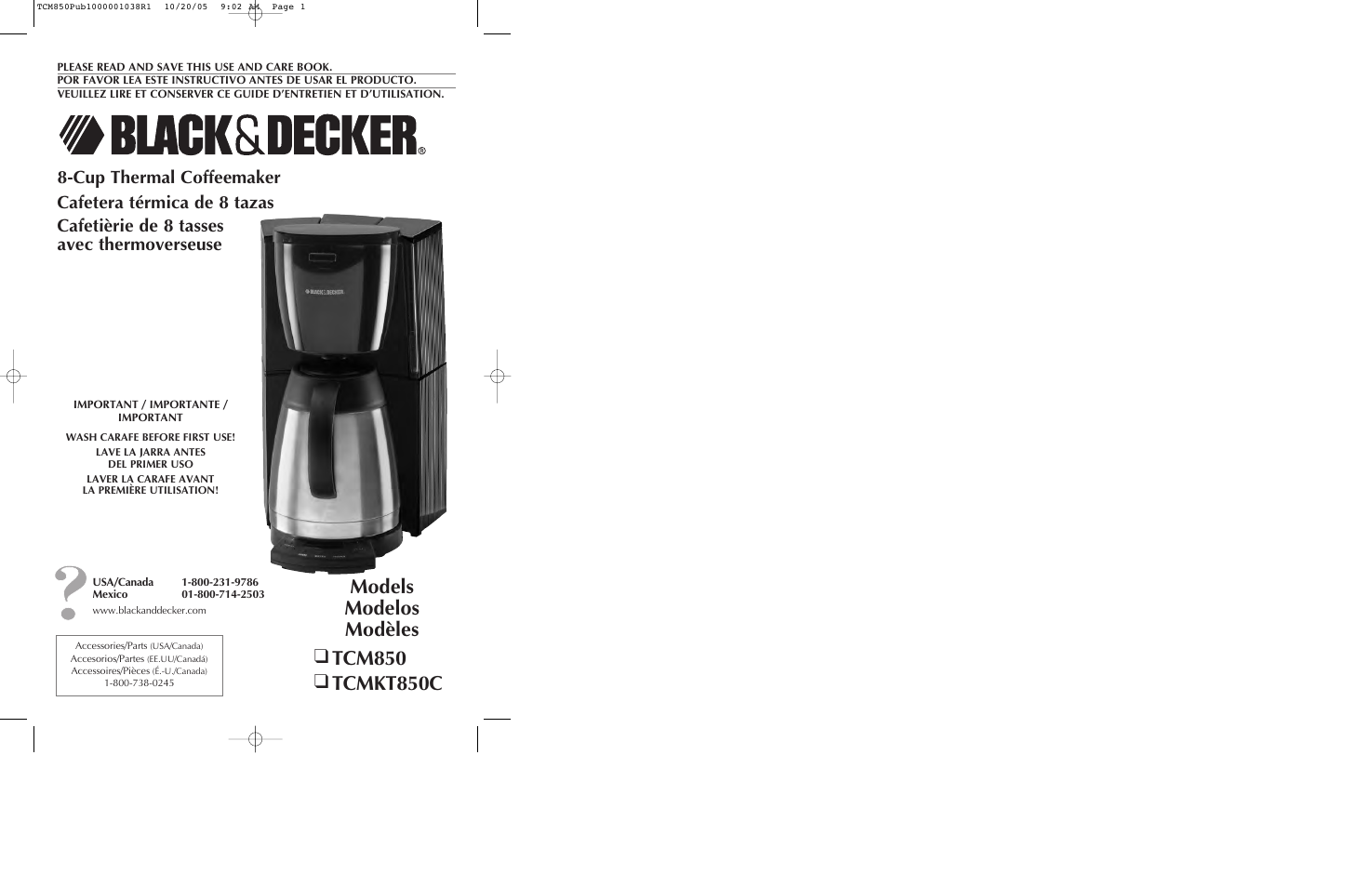 Black & Decker TCMKT850C User Manual | 15 pages