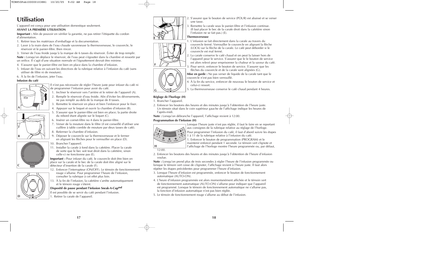 Utilisation | Black & Decker TCMKT850C User Manual | Page 10 / 15