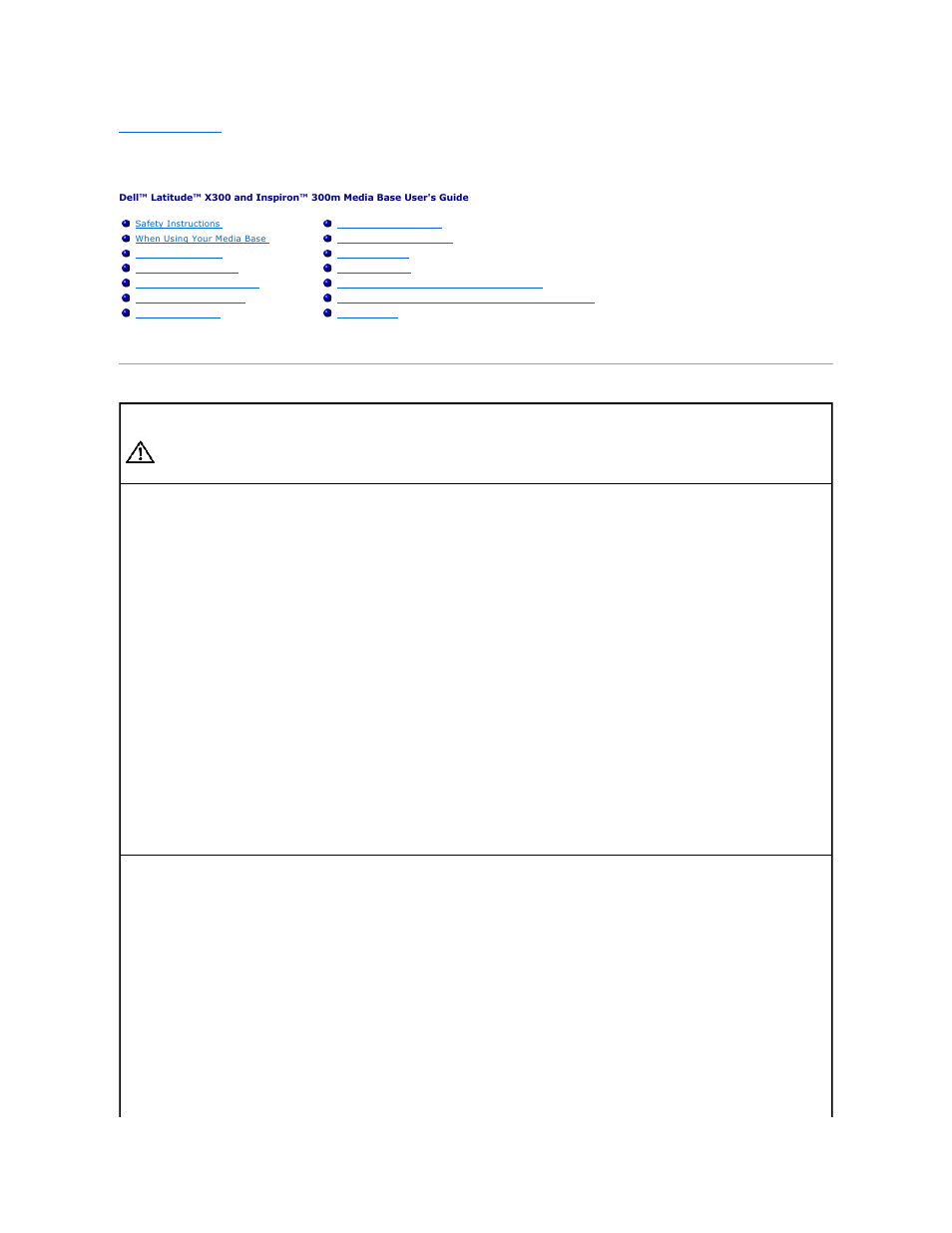 Using the media base, Caution: safety instructions, General | Power | Dell Inspiron 300m User Manual | Page 2 / 25