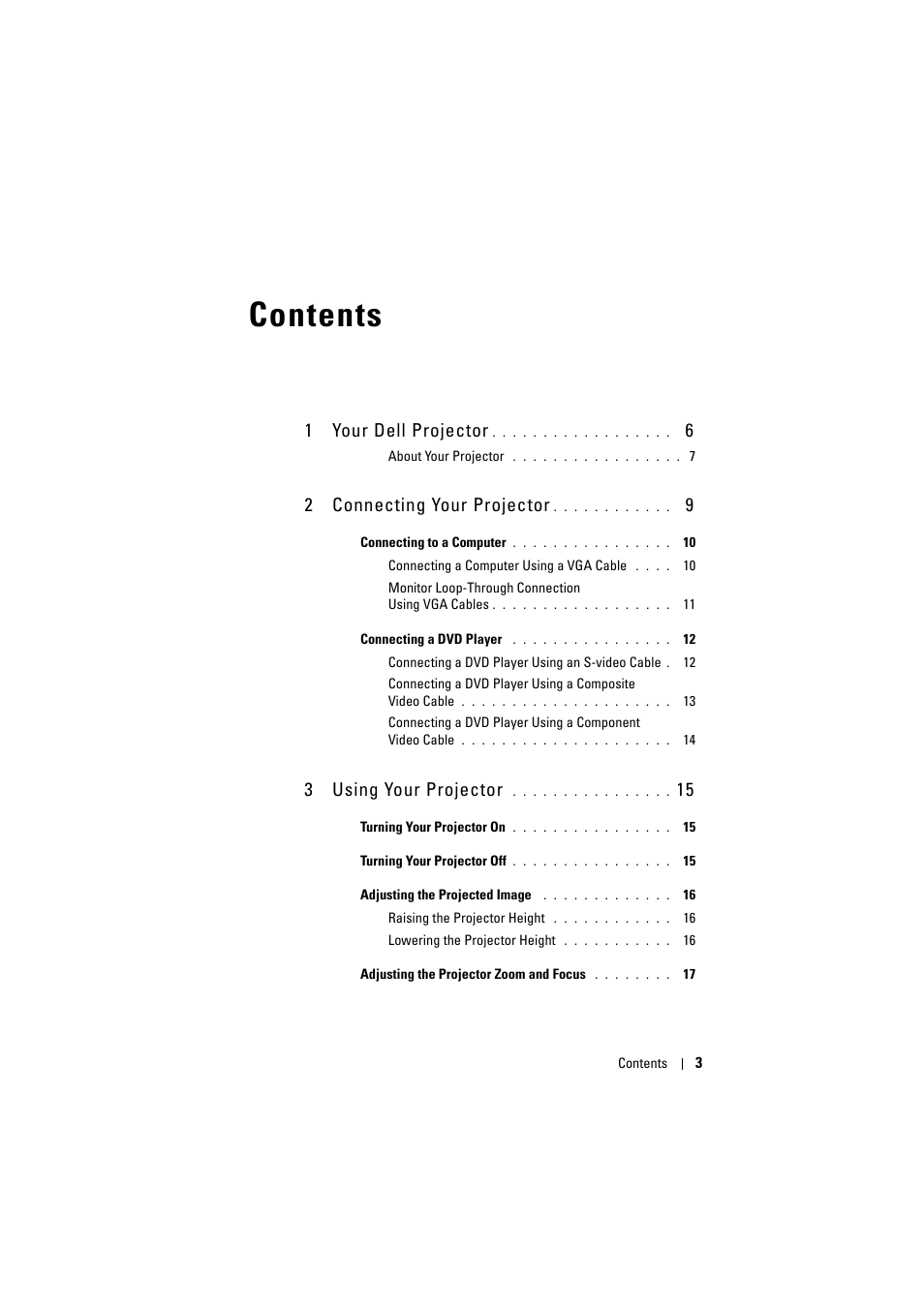Dell 1420X Projector User Manual | Page 3 / 63