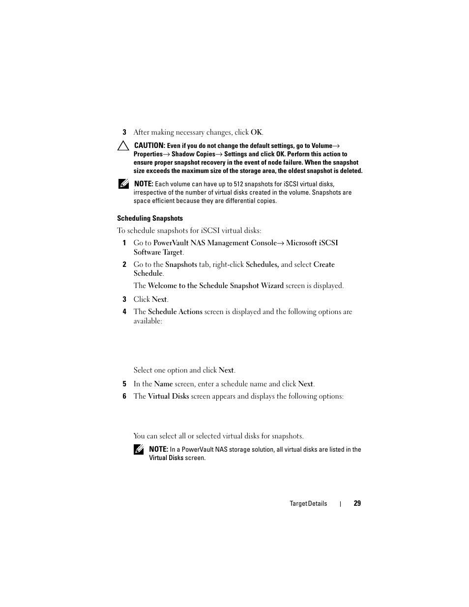 Scheduling snapshots | Dell PowerVault NX3100 User Manual | Page 29 / 56