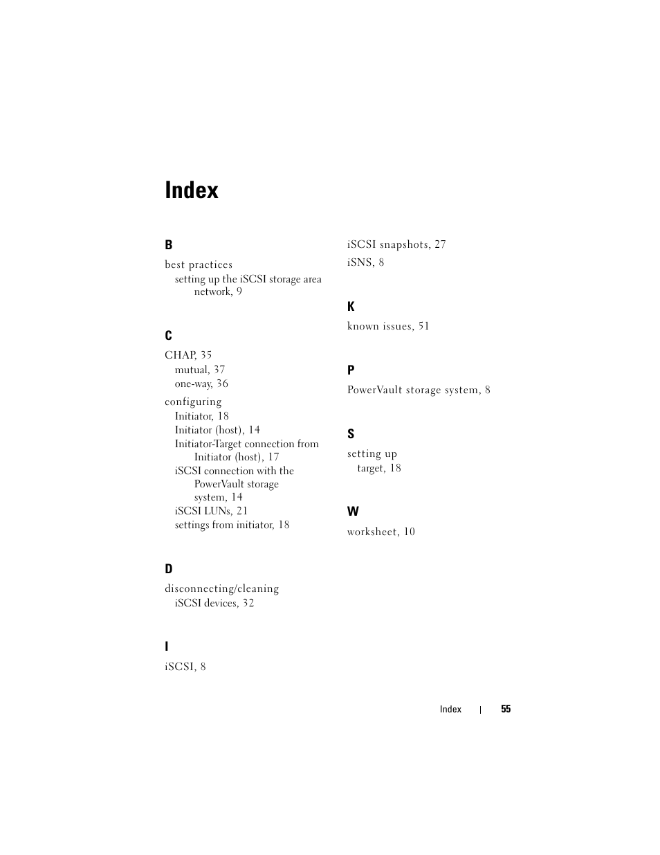 Index | Dell PowerVault NX3100 User Manual | Page 55 / 56