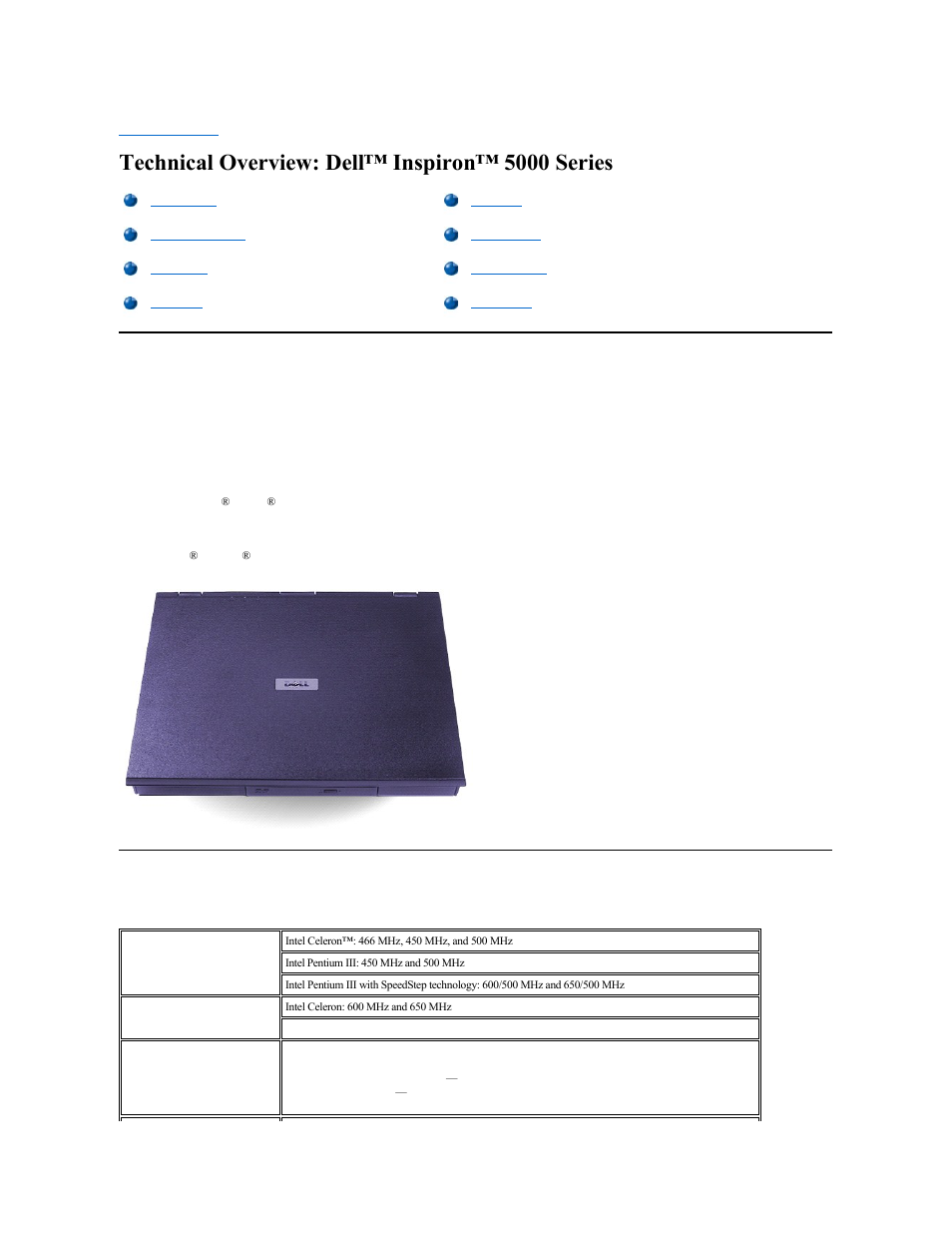 Technical overview: dell™ inspiron™ 5000 series, New features, Hardware overview | Dell Inspiron 5000e User Manual | Page 25 / 76