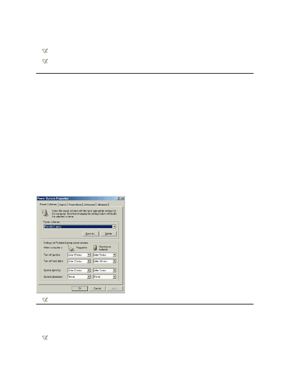 Power options properties | Dell Inspiron 5000e User Manual | Page 36 / 76