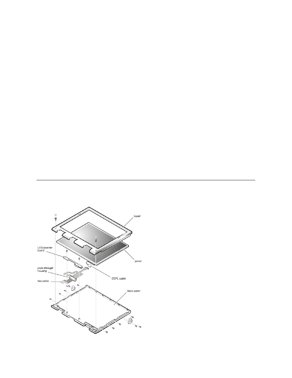 Inch uxga, xga, and sxga+ display disassembly | Dell Inspiron 5000e User Manual | Page 58 / 76