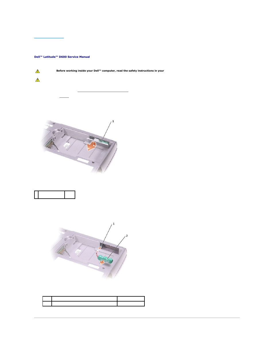 Reserve battery | Dell Latitude D600 User Manual | Page 31 / 43