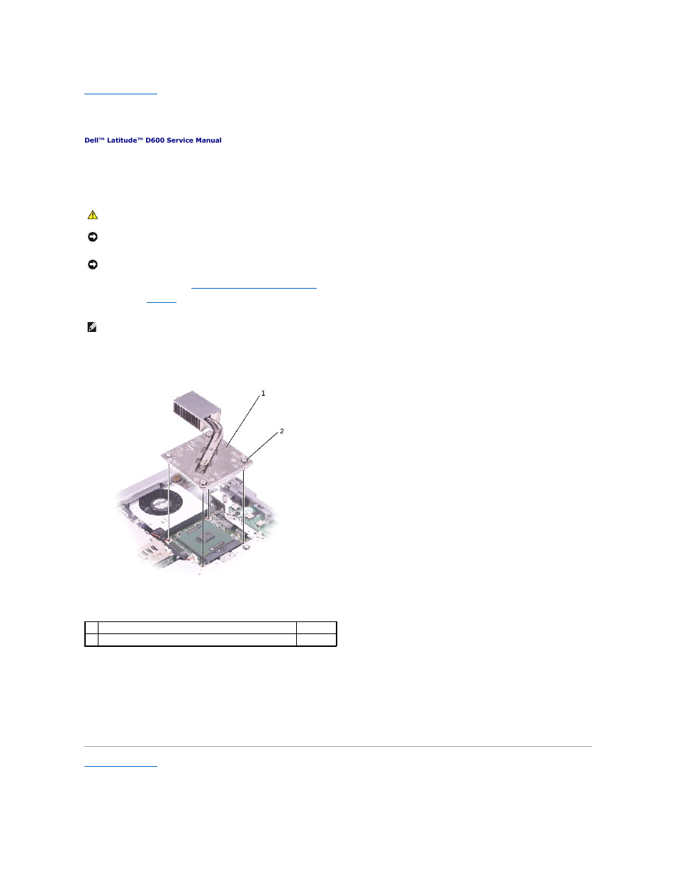 Microprocessor thermal-cooling assembly | Dell Latitude D600 User Manual | Page 37 / 43