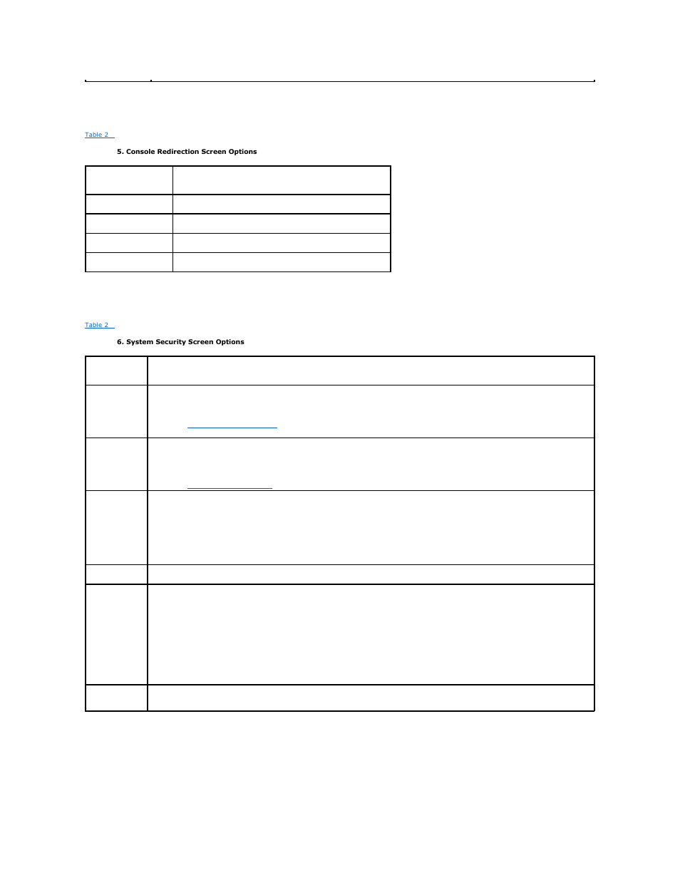 Console redirection screen, System security screen, Exit screen | Dell PowerVault DP100 User Manual | Page 69 / 88