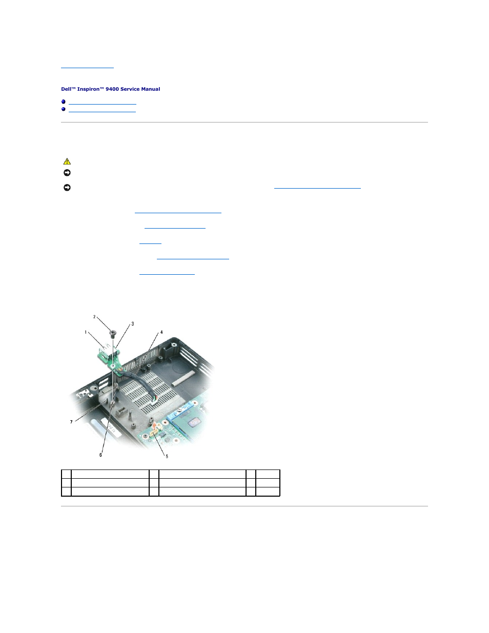 Usb port board, Removing the usb port board, Replacing the usb port board | Dell Inspiron E1705 User Manual | Page 53 / 56
