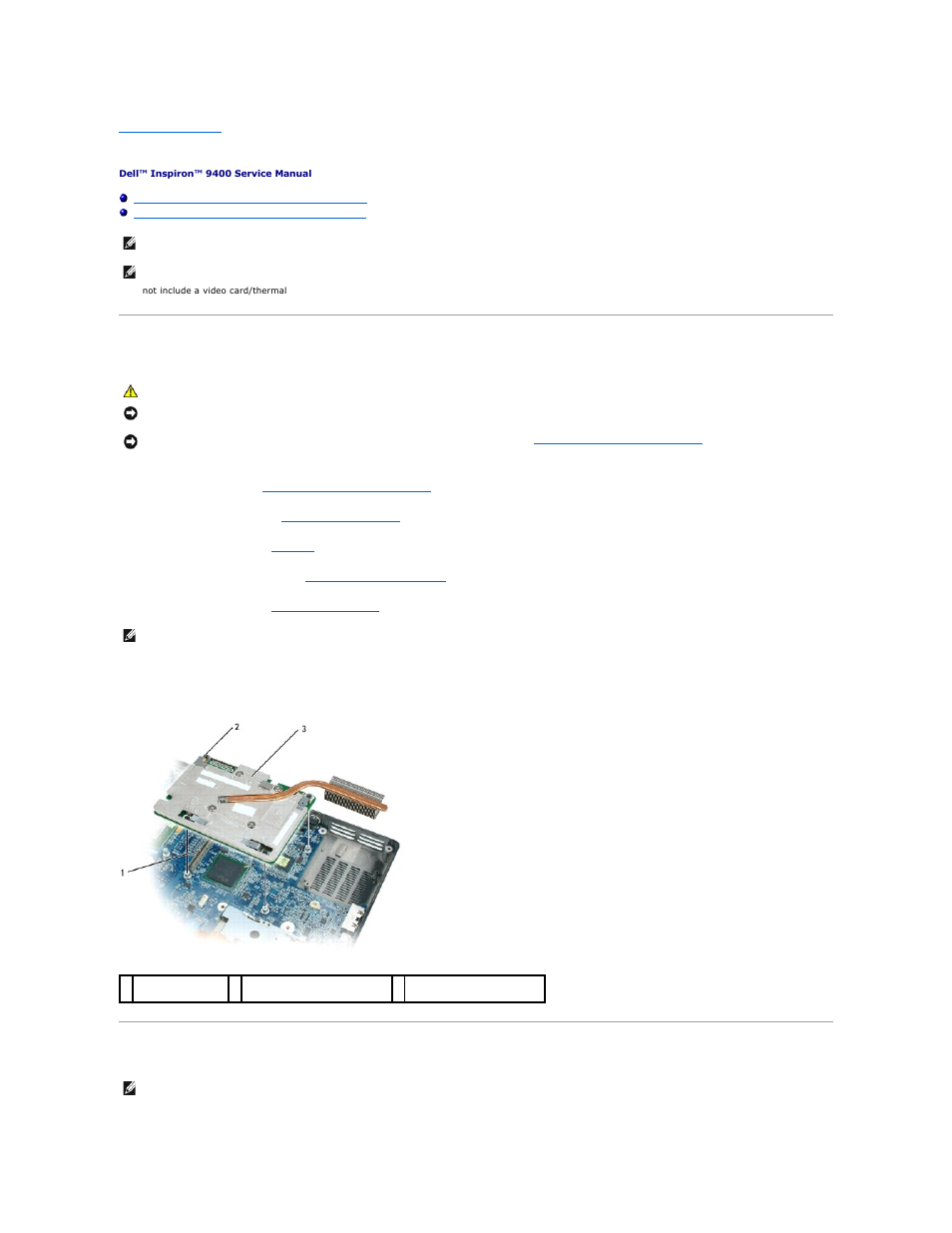 Video card/thermal-cooling assembly, Removing the video card/thermal-cooling assembly, Replacing the video card/thermal-cooling assembly | Dell Inspiron E1705 User Manual | Page 55 / 56