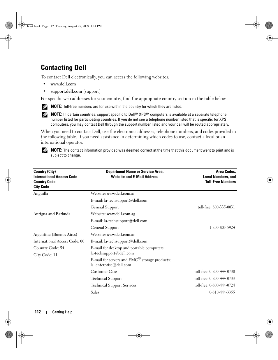 Contacting dell | Dell PowerEdge SC 440 User Manual | Page 112 / 144