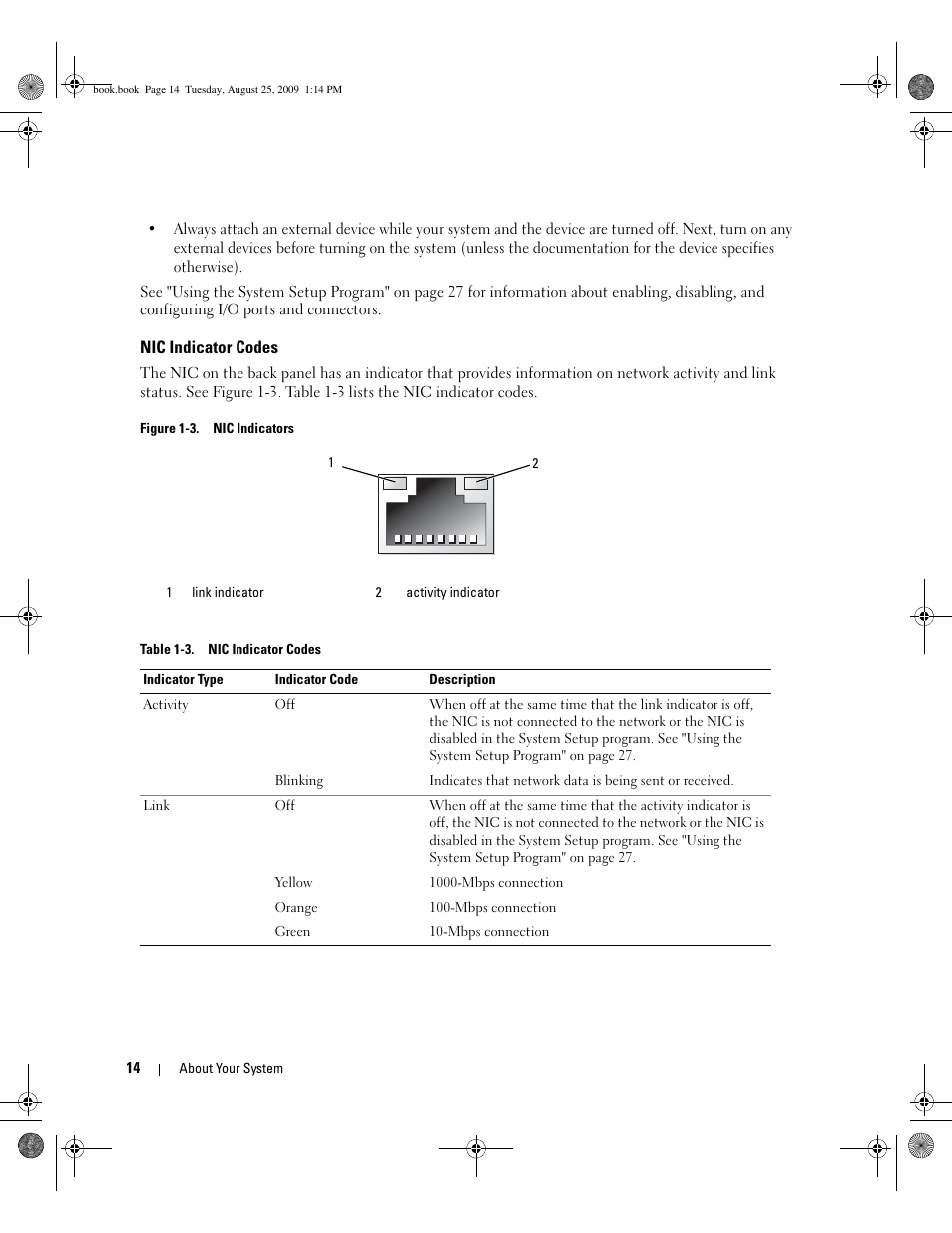 Nic indicator codes | Dell PowerEdge SC 440 User Manual | Page 14 / 144