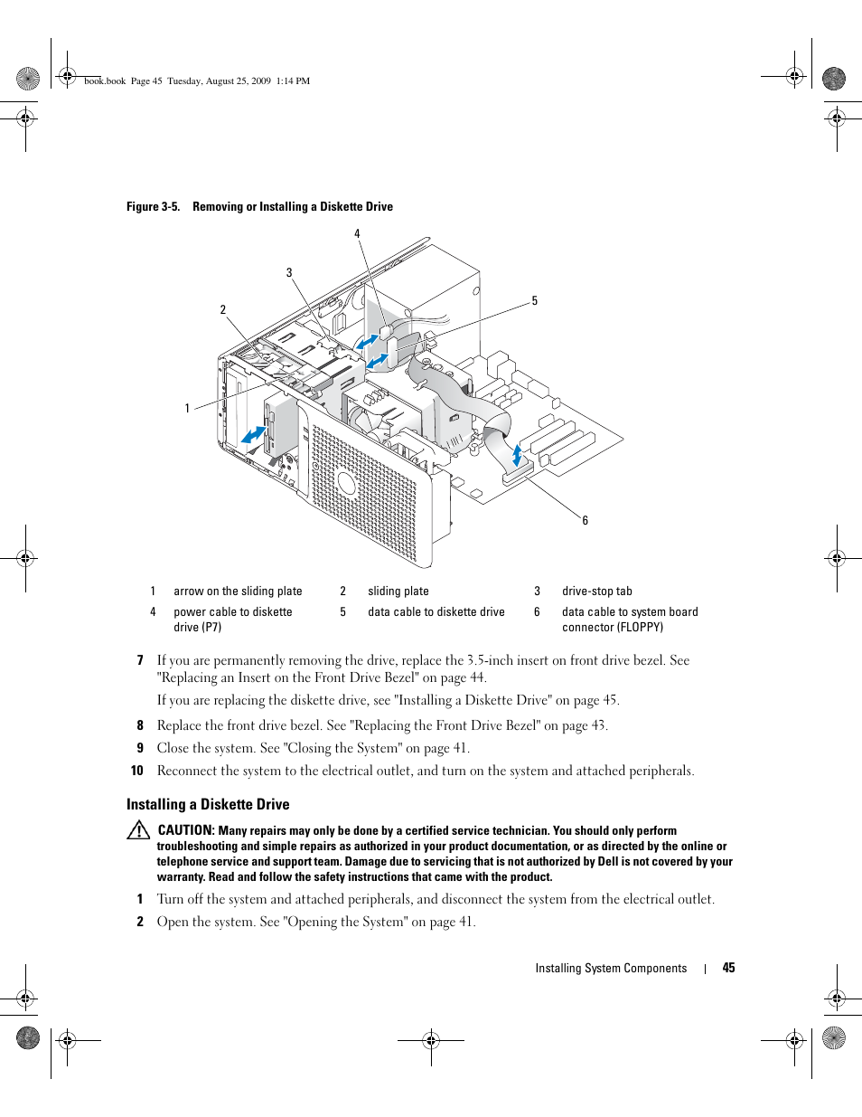 Installing a diskette drive, Tte drive. see figure 3-5, See figure 3-5 | Dell PowerEdge SC 440 User Manual | Page 45 / 144