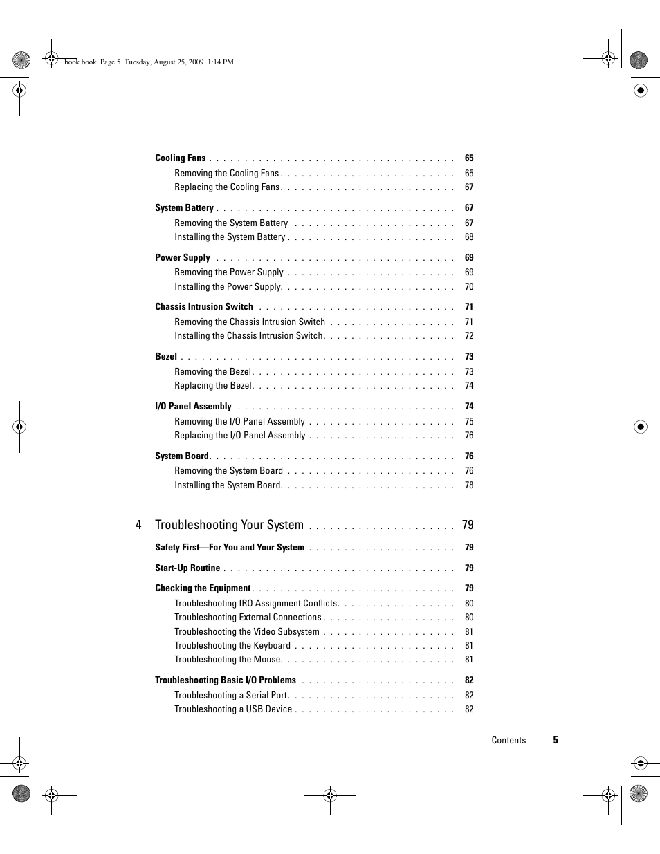 4troubleshooting your system | Dell PowerEdge SC 440 User Manual | Page 5 / 144