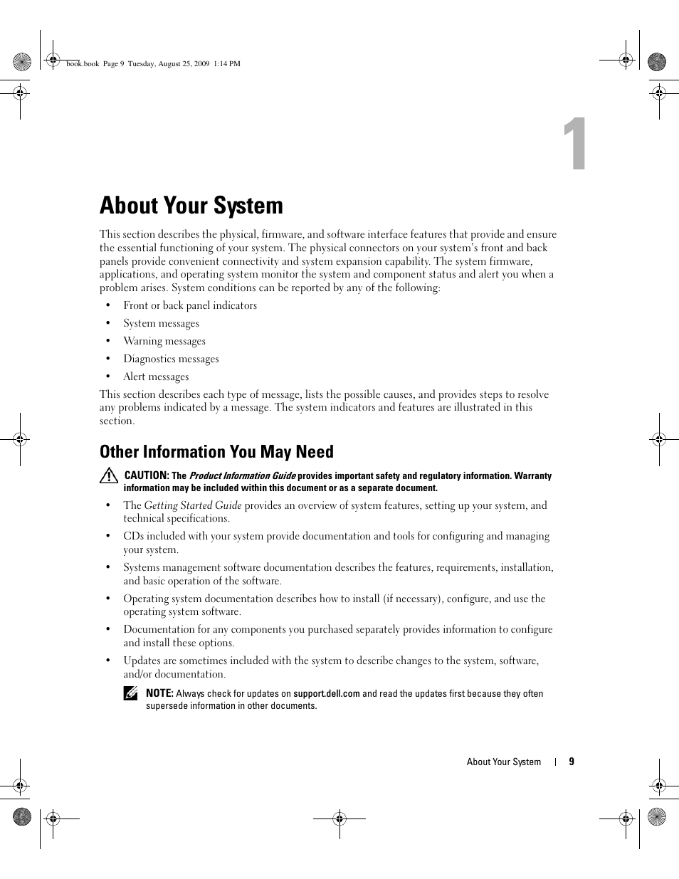 About your system, Other information you may need | Dell PowerEdge SC 440 User Manual | Page 9 / 144