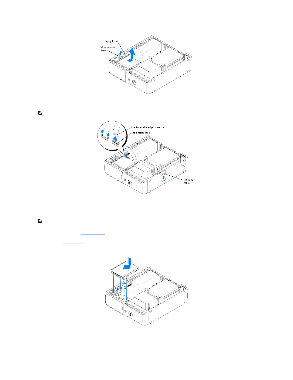 Installing a floppy drive | Dell Dimension 5100C User Manual | Page 19 / 46