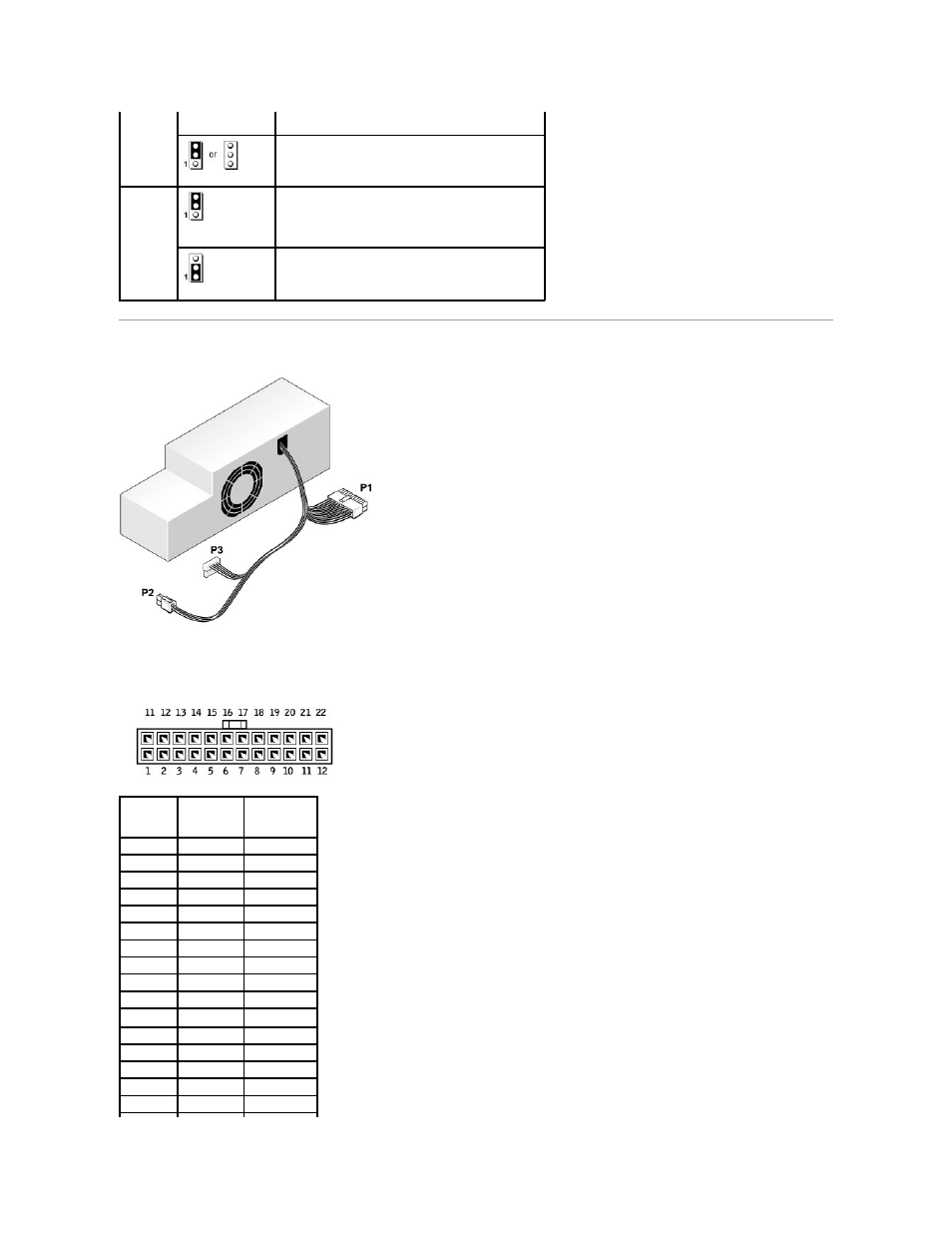 Power supply dc connector pin assignments, Dc power connector p1 | Dell Dimension 5100C User Manual | Page 44 / 46