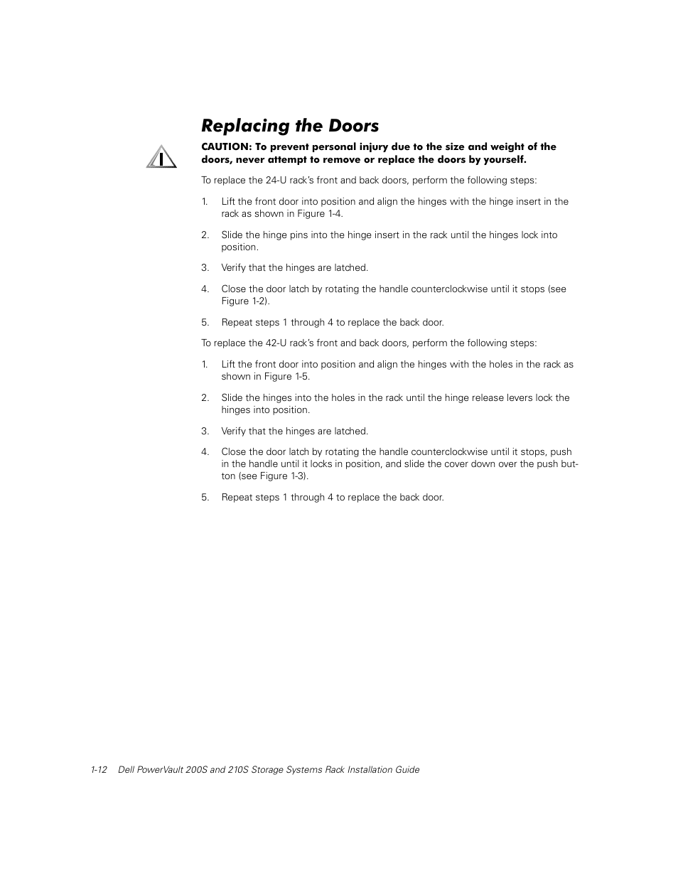 Replacing the doors | Dell PowerVault 210S (SCSI) User Manual | Page 26 / 26