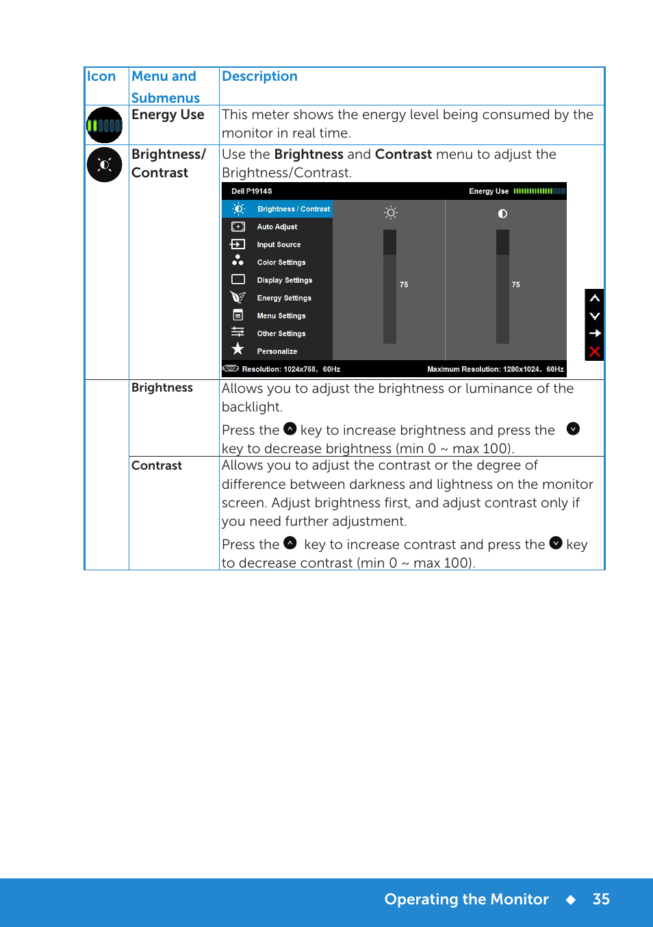 Dell P1914S Monitor User Manual | Page 35 / 75