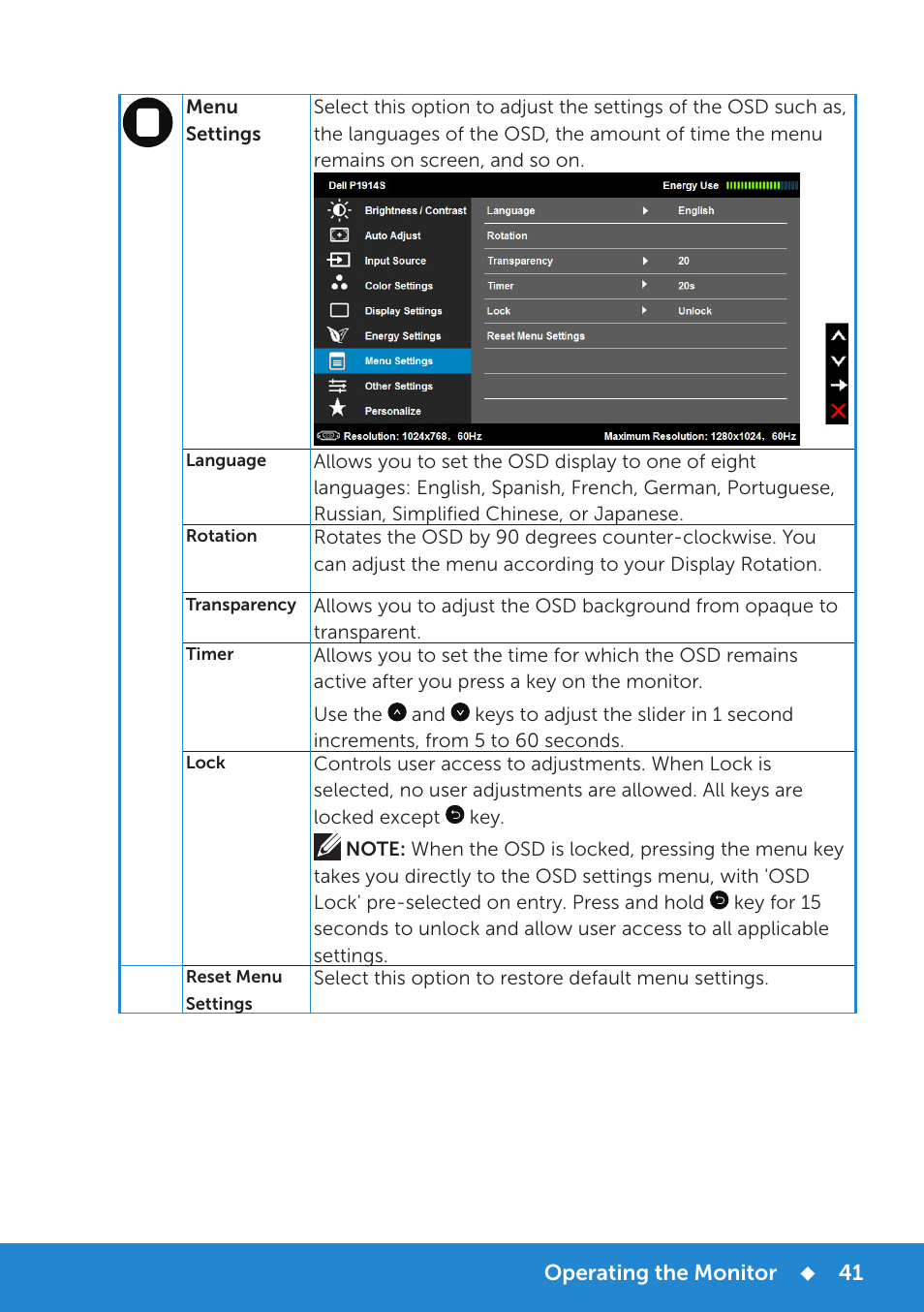 Dell P1914S Monitor User Manual | Page 41 / 75