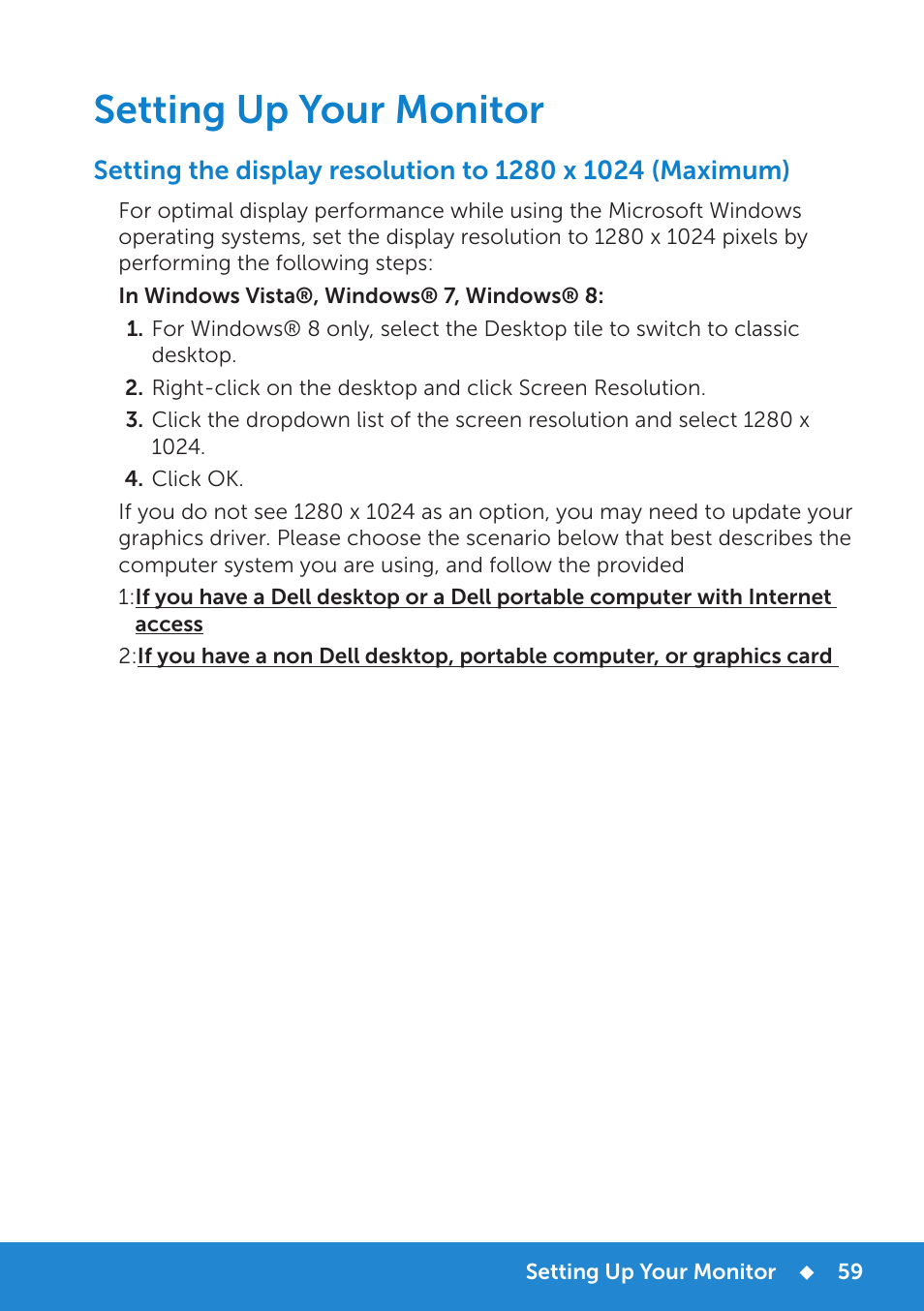 Setting up your monitor | Dell P1914S Monitor User Manual | Page 59 / 75